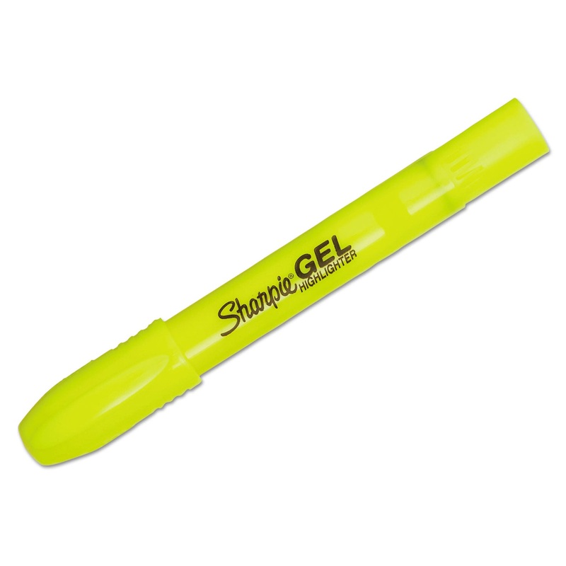 GEL HIGHLIGHTERS, BULLET TIP, FLUORESCENT YELLOW