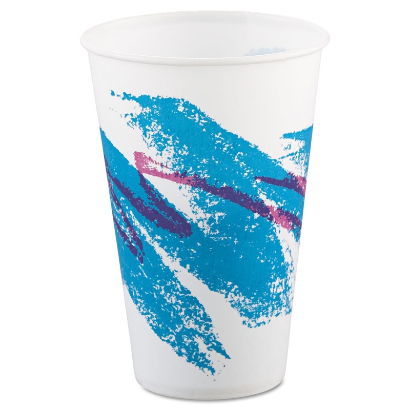 Jazz Waxed Paper Cold Cups, 12oz, Tide Design, 2000/carton