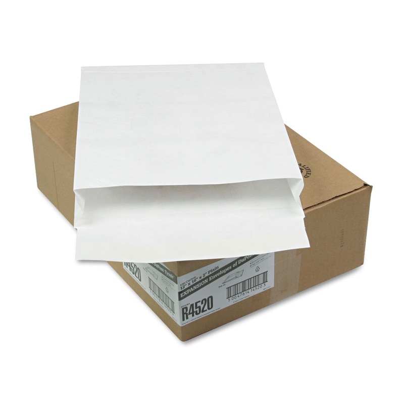 OPEN END EXPANSION MAILERS, DUPONT TYVEK, #15 1/2, FLIP-STIK FLAP, FLAP-STICK CLOSURE, 12 X 16, WHITE, 100/CARTON