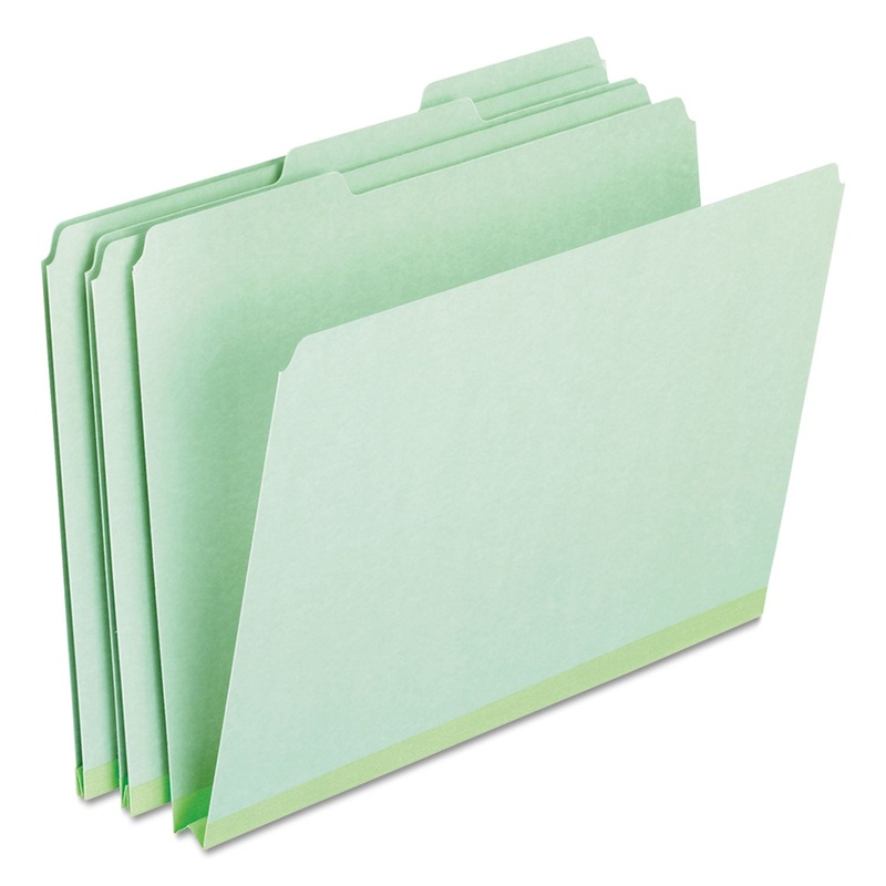 PRESSBOARD EXPANDING FILE FOLDERS, 1/3-CUT TABS, LETTER SIZE, GREEN, 25/BOX
