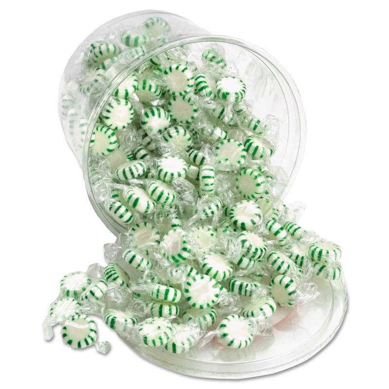 Starlight Mints, Spearmint Hard Candy, Individual Wrapped, 2 Lb Resealable Tub