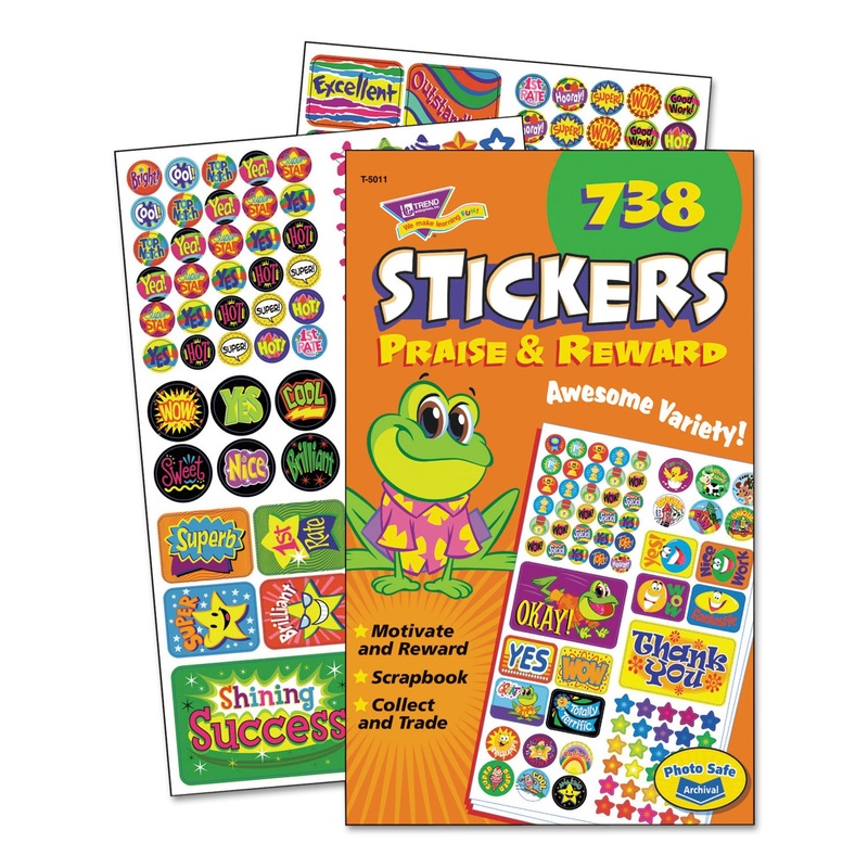 Sticker Assortment Pack, Praise/reward, 738 Stickers/pad