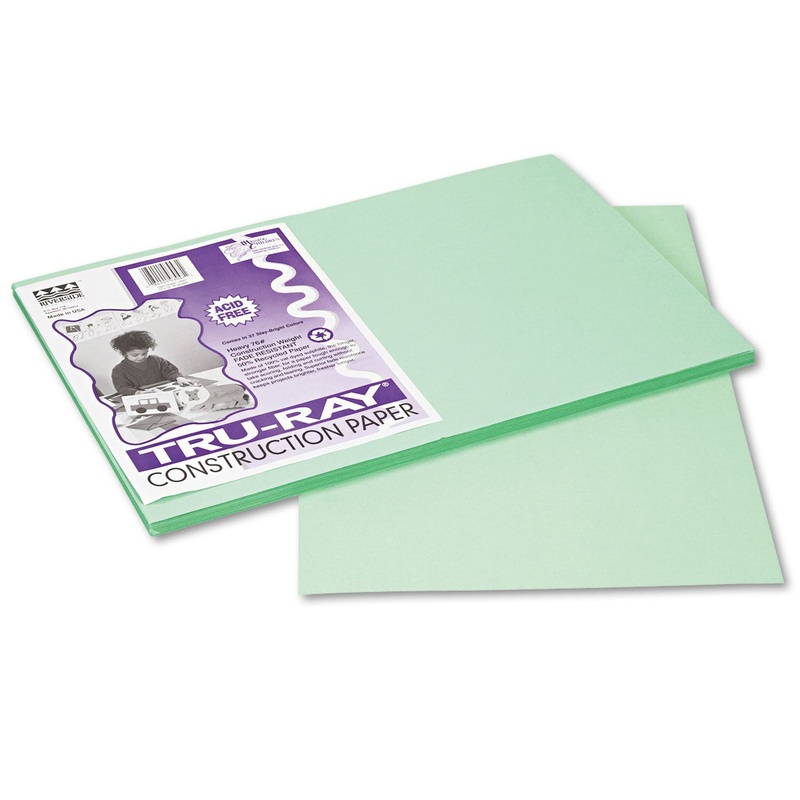 TRU-RAY CONSTRUCTION PAPER, 76LB, 12 X 18, LIGHT GREEN, 50/PACK