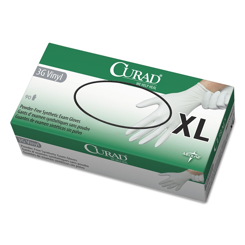 3g Synthetic Vinyl Exam Gloves, Powder-Free, X-Large, 90/box