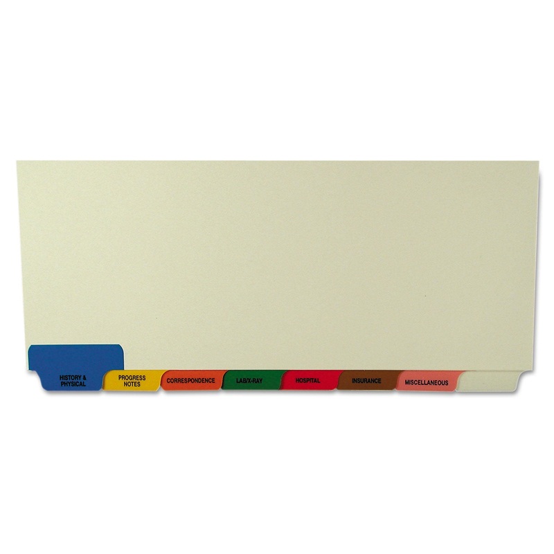 BOTTOM TAB MEDICAL CHART DIVIDER SETS, 8-TAB, ASSORTED MEDICAL, 11.38 X 8.5, MANILA, 40 SETS
