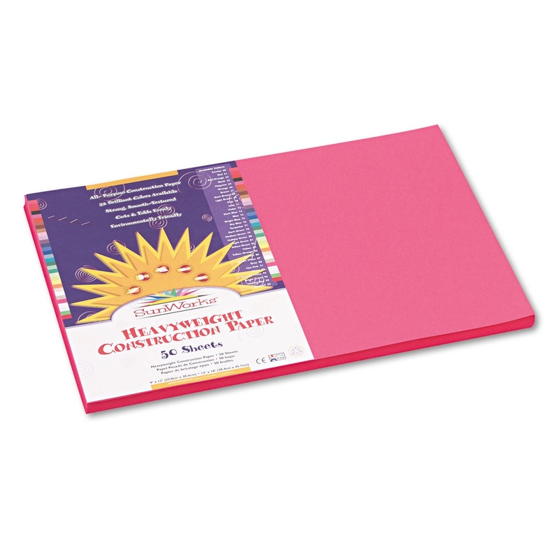 CONSTRUCTION PAPER, 58LB, 12 X 18, HOT PINK, 50/PACK