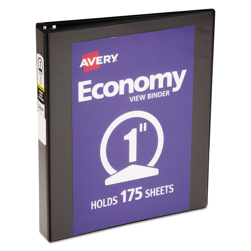 ECONOMY VIEW BINDER WITH ROUND RINGS , 3 RINGS, 1″ CAPACITY, 11 X 8.5, BLACK