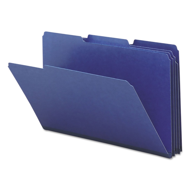 EXPANDING RECYCLED HEAVY PRESSBOARD FOLDERS, 1/3-CUT TABS, 1″ EXPANSION, LEGAL SIZE, DARK BLUE, 25/BOX