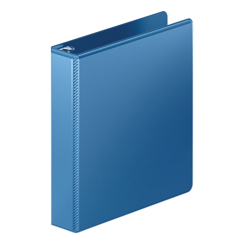 HEAVY-DUTY ROUND RING VIEW BINDER WITH EXTRA-DURABLE HINGE, 3 RINGS, 1.5″ CAPACITY, 11 X 8.5, PC BLUE
