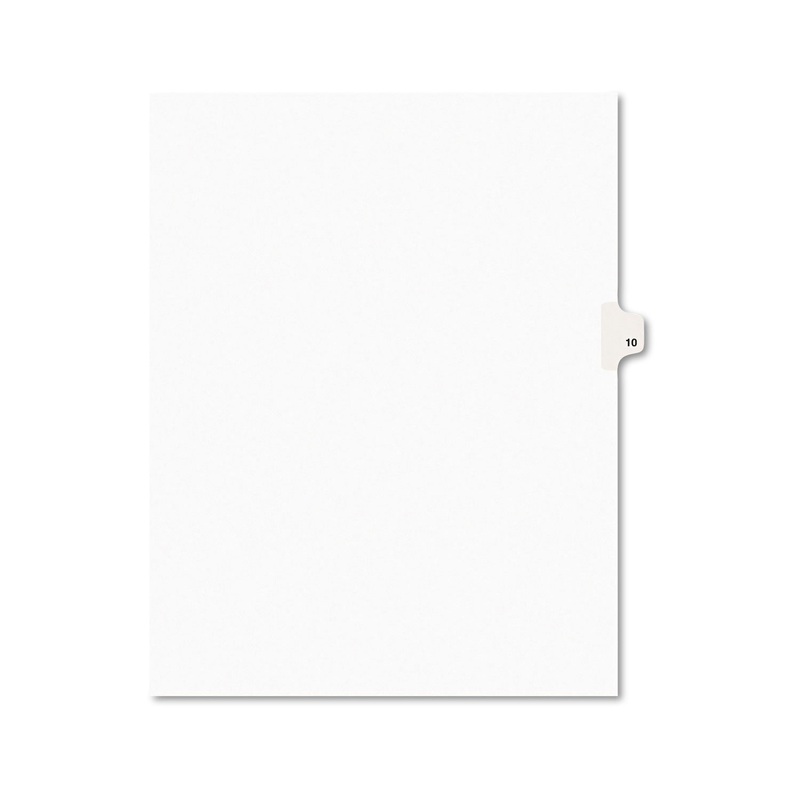 PREPRINTED LEGAL EXHIBIT SIDE TAB INDEX DIVIDERS, AVERY STYLE, 10-TAB, 10, 11 X 8.5, WHITE, 25/PACK