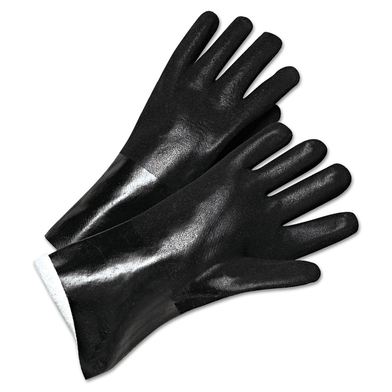 Pvc-Coated Jersey-Lined Gloves, 14 In. Long, Black, Men’s
