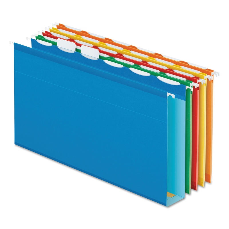 READY-TAB EXTRA CAPACITY REINFORCED COLORED HANGING FOLDERS, LEGAL SIZE, 1/6-CUT TAB, ASSORTED, 20/BOX