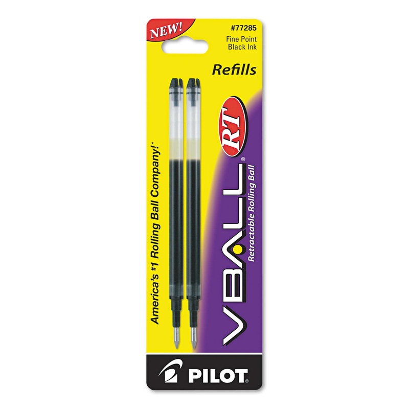 REFILL FOR PILOT VBALL AND VBALL RT ROLLING BALL PENS, FINE POINT, BLACK INK, 2/PACK