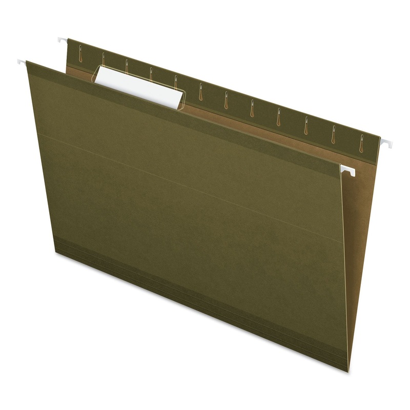 REINFORCED HANGING FILE FOLDERS, LEGAL SIZE, 1/3-CUT TAB, STANDARD GREEN, 25/BOX
