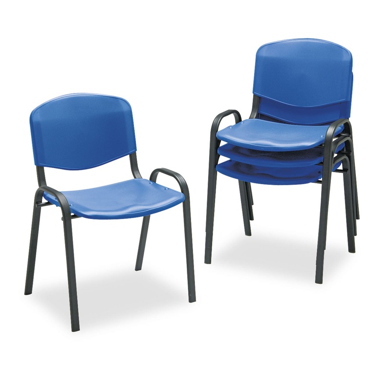 STACKING CHAIR, BLUE SEAT/BLUE BACK, BLACK BASE, 4/CARTON