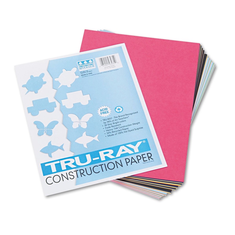 TRU-RAY CONSTRUCTION PAPER, 76LB, 9 X 12, ASSORTED STANDARD COLORS, 50/PACK