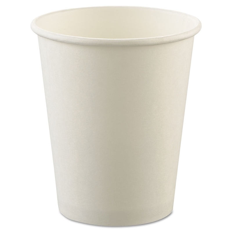 Uncoated Paper Cups, Hot Drink, 8oz, White, 1000/carton
