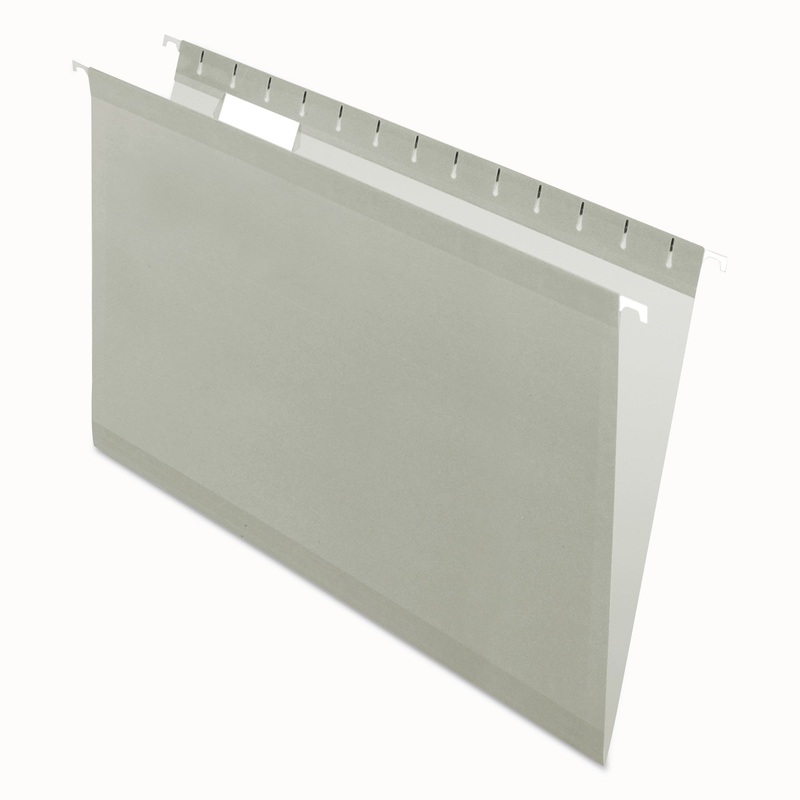COLORED REINFORCED HANGING FOLDERS, LEGAL SIZE, 1/5-CUT TAB, GRAY, 25/BOX