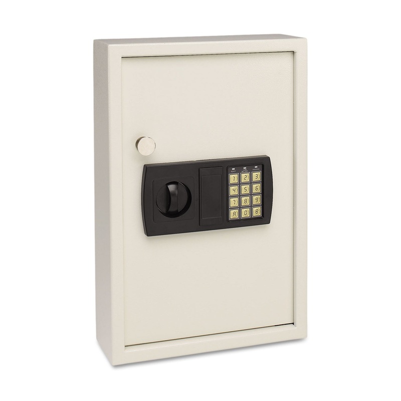 Electronic Key Safe, 48-Key, Steel, Sand, 11 3/4 X 4 X 17 3/8