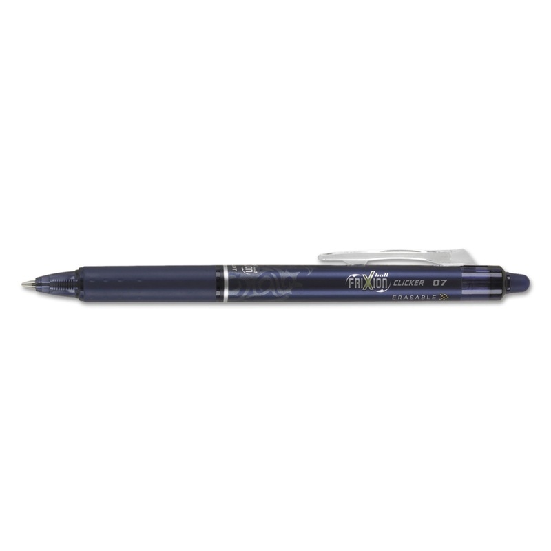 FRIXION CLICKER ERASABLE RETRACTABLE GEL PEN, FINE 0.7MM, NAVY INK, NAVY BARREL