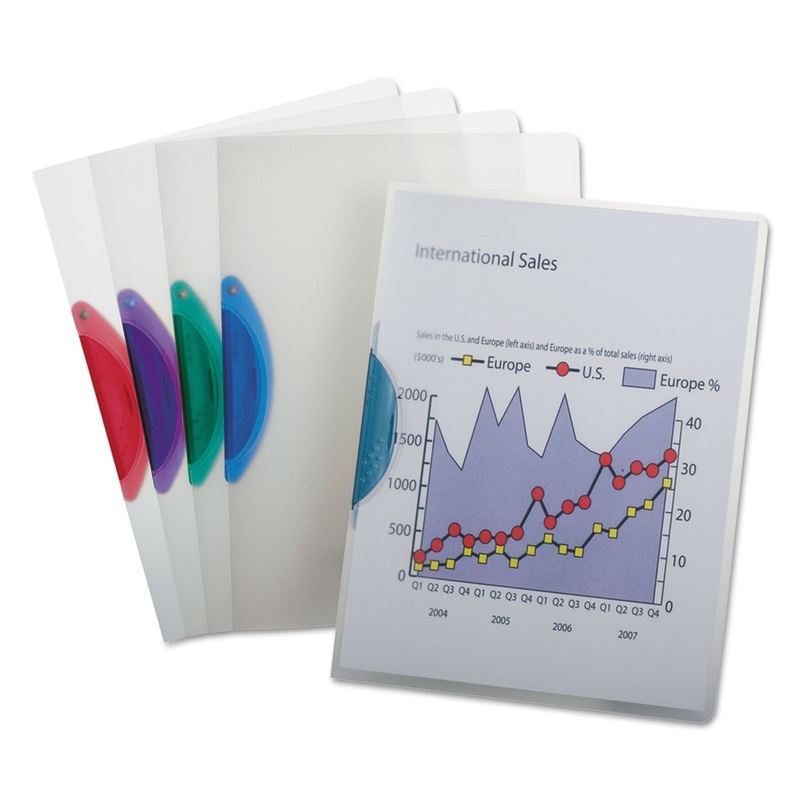 Gatelock No Punch Report Cover W/clip, Letter, Holds 30 Pages, Assorted, 25/box