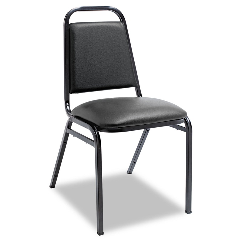 PADDED STEEL STACKING CHAIR, BLACK SEAT/BLACK BACK, BLACK BASE, 4/CARTON