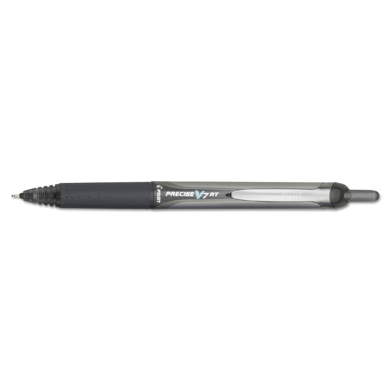 PRECISE V7RT RETRACTABLE ROLLER BALL PEN, FINE 0.7MM, BLACK INK, BLACK BARREL
