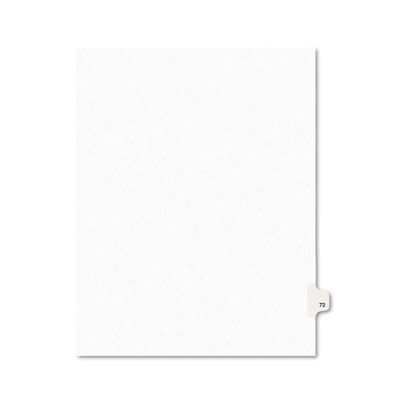 PREPRINTED LEGAL EXHIBIT SIDE TAB INDEX DIVIDERS, AVERY STYLE, 10-TAB, 72, 11 X 8.5, WHITE, 25/PACK