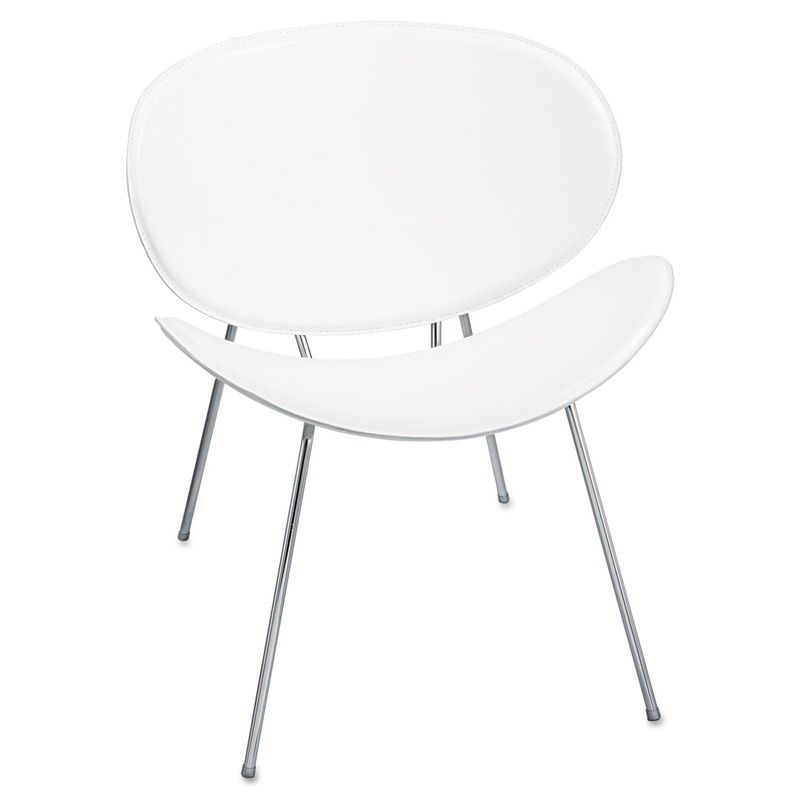 SY LEATHER GUEST CHAIR, SUPPORTS UP TO 250 LBS., WHITE SEAT/WHITE BACK, CHROME BASE