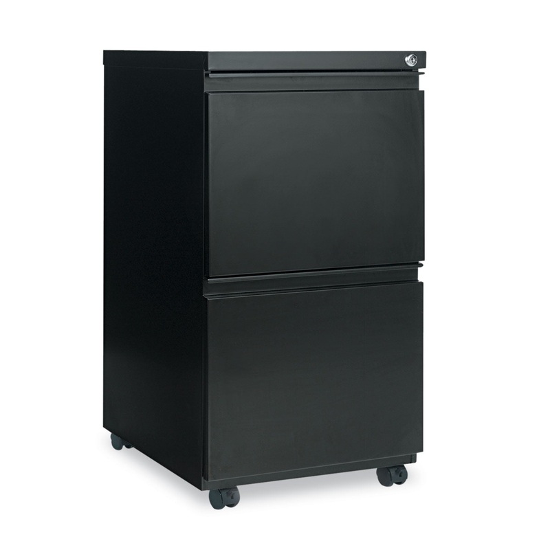 TWO-DRAWER METAL PEDESTAL FILE WITH FULL-LENGTH PULL, 14.96W X 19.29D X 27.75H, BLACK