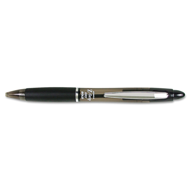 Z-GRIP MAX RETRACTABLE BALLPOINT PEN, 1.2MM, BLACK INK, TRANSLUCENT BLACK BARREL, DOZEN