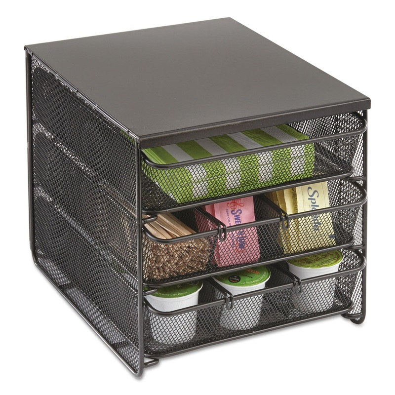 3 Drawer Hospitality Organizer, 7 Compartments, 11 1/2w X 8 1/4d X 8 1/4h, Bk