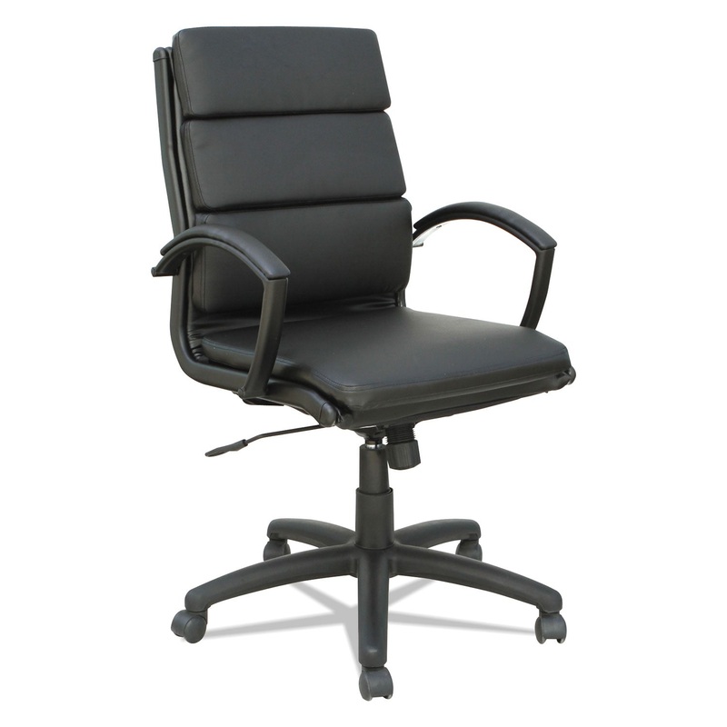 ALERA NERATOLI MID-BACK SLIM PROFILE CHAIR, SUPPORTS UP TO 275 LBS., BLACK SEAT/BLACK BACK, BLACK BASE
