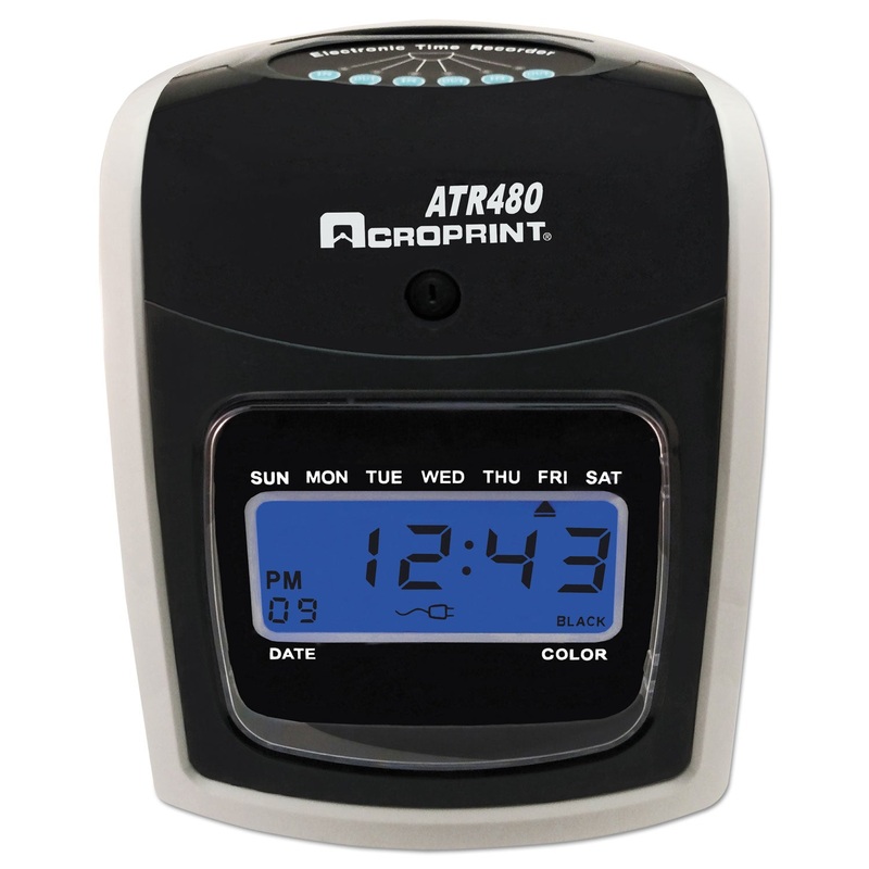 Atr480 Time Clock Bundle, Lcd, Automatic, White/charcoal