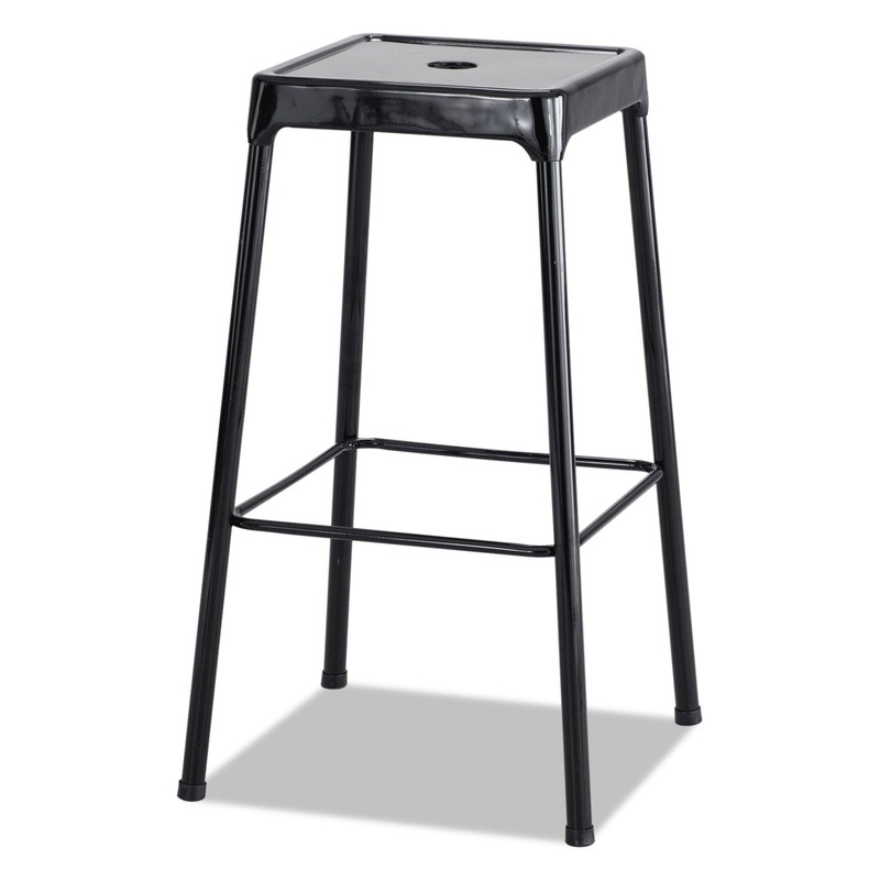 BAR-HEIGHT STEEL STOOL, 29″ SEAT HEIGHT, SUPPORTS UP TO 250 LBS., BLACK SEAT/BLACK BACK, BLACK BASE