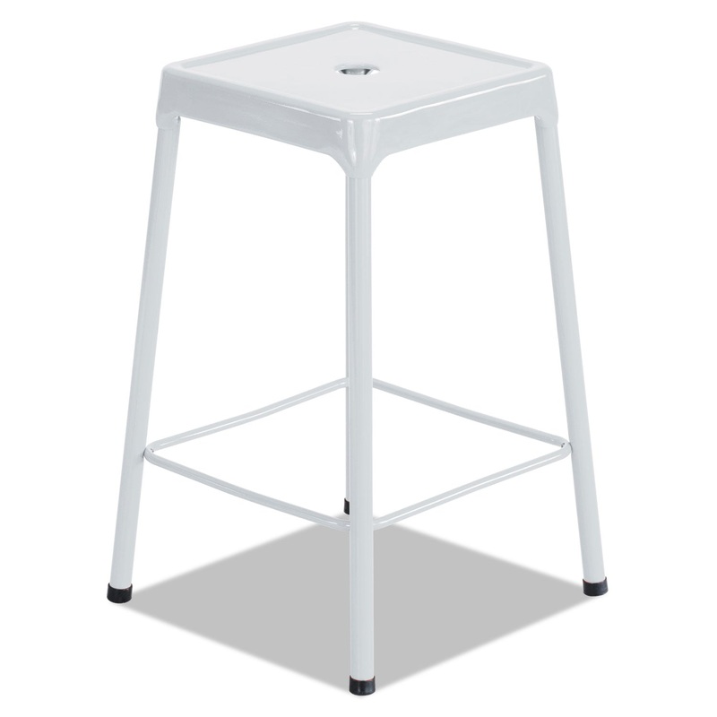 BAR-HEIGHT STEEL STOOL, 29″ SEAT HEIGHT, SUPPORTS UP TO 250 LBS., WHITE SEAT/WHITE BACK, WHITE BASE