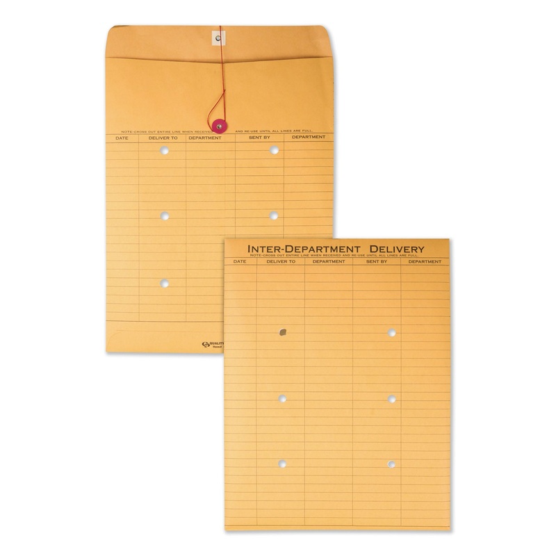 BROWN KRAFT STRING & BUTTON INTEROFFICE ENVELOPE, #97, TWO-SIDED FIVE-COLUMN FORMAT, 10 X 13, BROWN KRAFT, 100/CARTON
