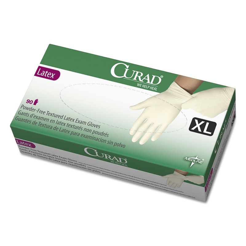 Latex Exam Gloves, Powder-Free, X-Large, 90/box