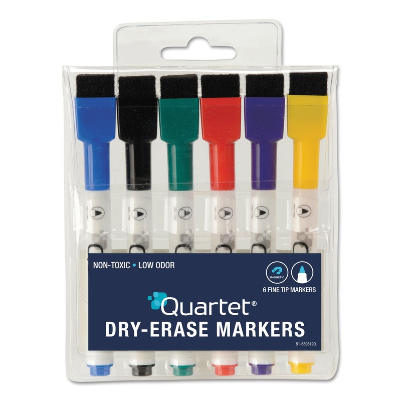 LOW-ODOR REWRITABLES DRY ERASE MINI-MARKER SET, FINE TIP, ASSORTED COLORS, 6/SET