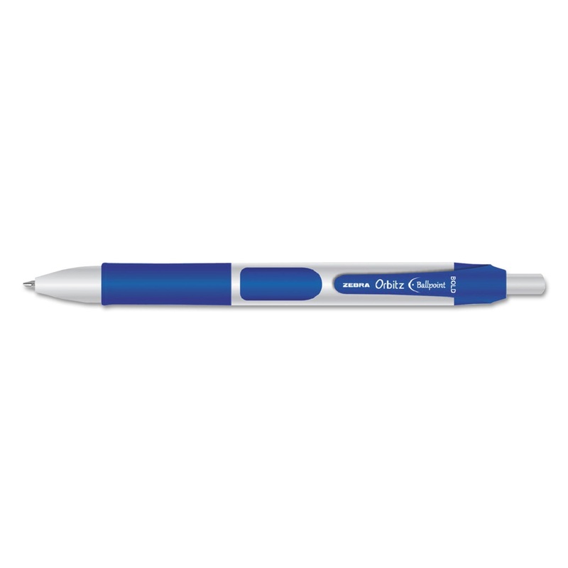 ORBITZ RETRACTABLE BALLPOINT PEN, BOLD 1.6MM, BLUE INK, GRAY/BLUE BARREL, DOZEN