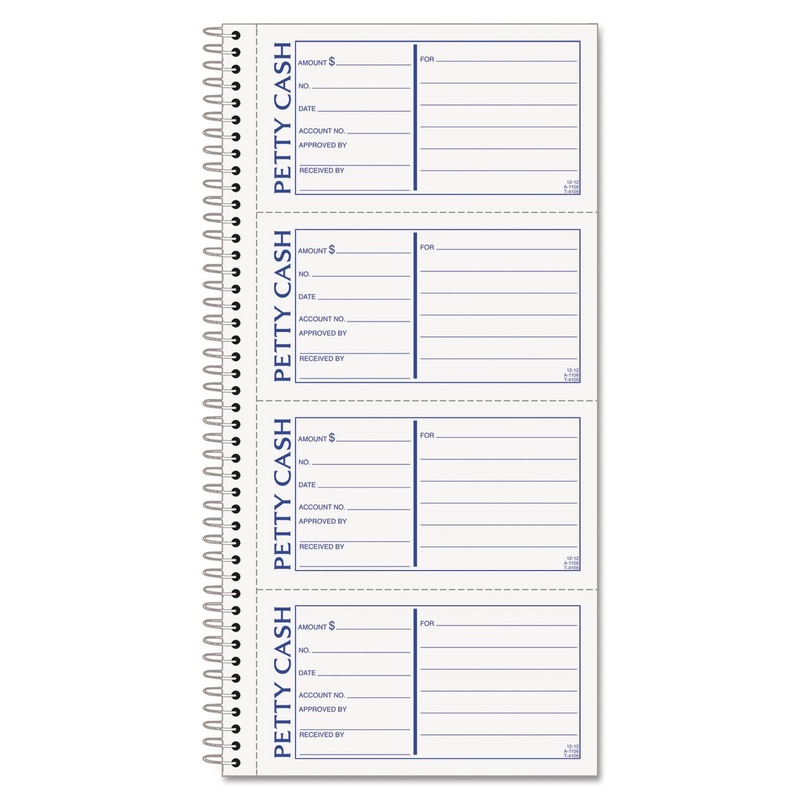 Petty Cash Receipt Book, 5 1/2 X 11, Two-Part Carbonless, 200 Sets/book