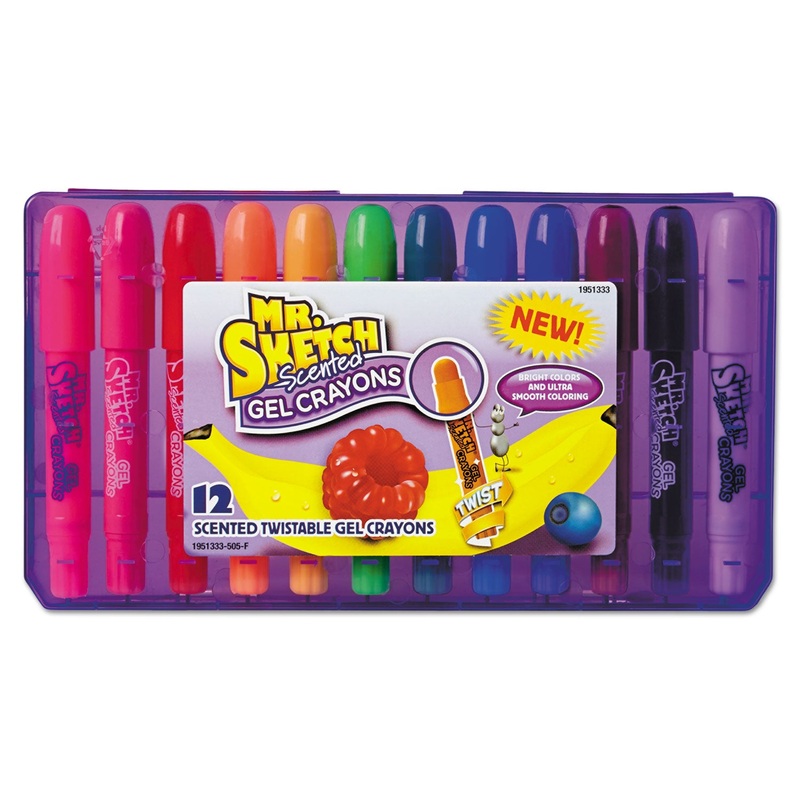 SCENTED GEL CRAYONS, ASSORTED, 12/PACK