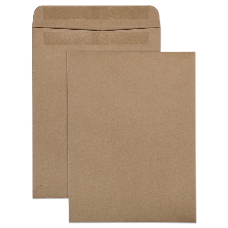 100% RECYCLED BROWN KRAFT REDI-SEAL ENVELOPE, #10 1/2, CHEESE BLADE FLAP, REDI-SEAL CLOSURE, 9 X 12, BROWN KRAFT, 100/BOX