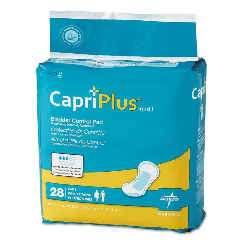 CAPRI PLUS BLADDER CONTROL PADS, EXTRA PLUS, 6.5″ X 13.5″, 28/PACK, 6/CARTON