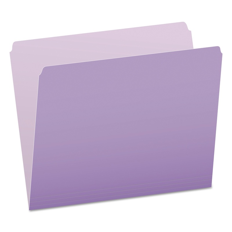 COLORED FILE FOLDERS, STRAIGHT TAB, LETTER SIZE, LAVENDER/LIGHT LAVENDER, 100/BOX