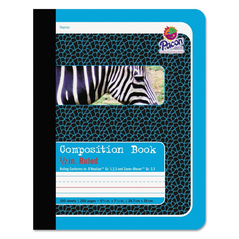 COMPOSITION BOOK, MEDIUM/COLLEGE RULE, BLUE COVER, 9.75 X 7.5, 100 SHEETS