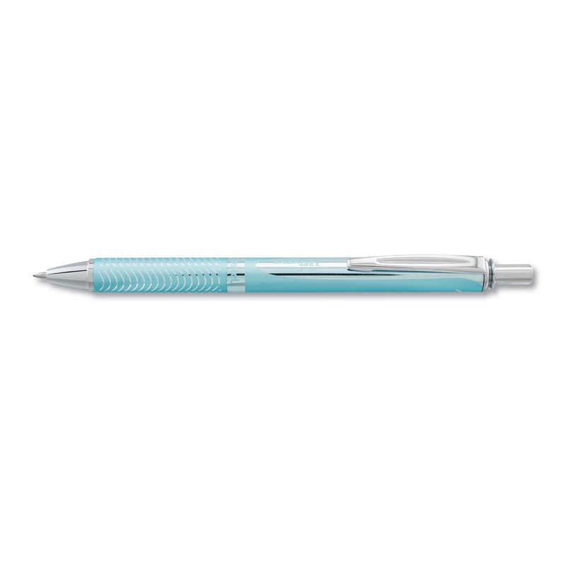 ENERGEL ALLOY RT RETRACTABLE GEL PEN, MEDIUM 0.7MM, BLACK INK, AQUAMARINE BARREL