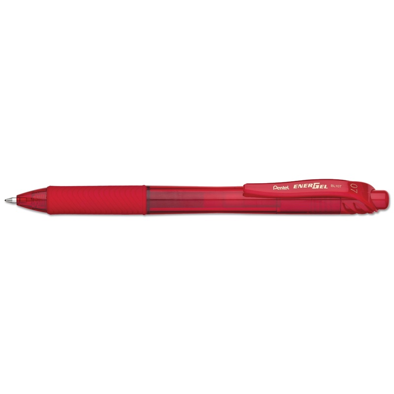 ENERGEL-X RETRACTABLE GEL PEN, 0.7MM METAL TIP, RED INK/BARREL, DOZEN