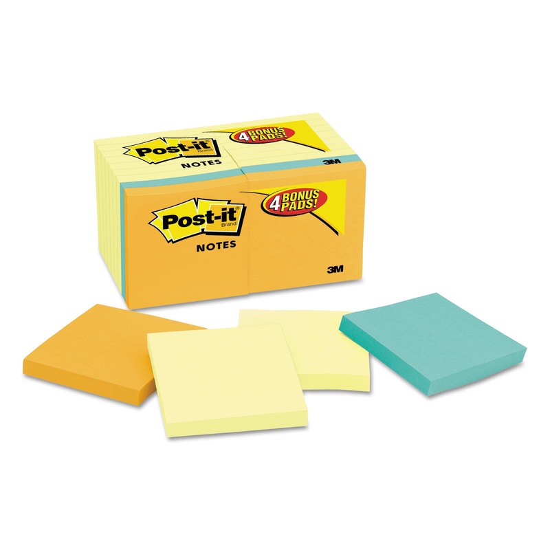 Original Pads Value Pack, 3 X 3, Canary Yellow/cape Town, 100-Sheet, 18 Pads