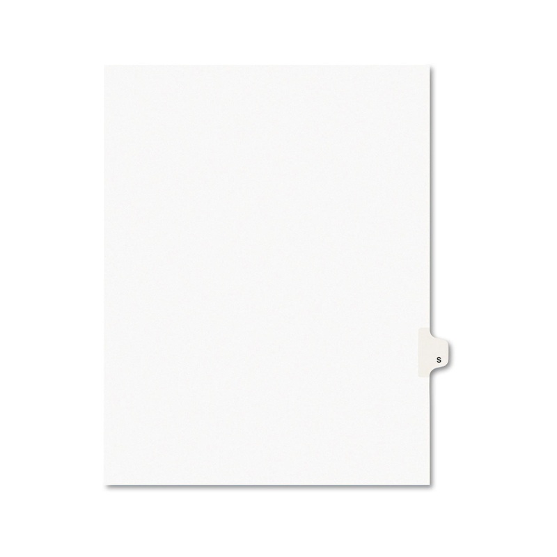 PREPRINTED LEGAL EXHIBIT SIDE TAB INDEX DIVIDERS, AVERY STYLE, 26-TAB, S, 11 X 8.5, WHITE, 25/PACK
